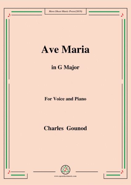 Gounod-Ave Maria in G Major,for Voice and Piano image number null