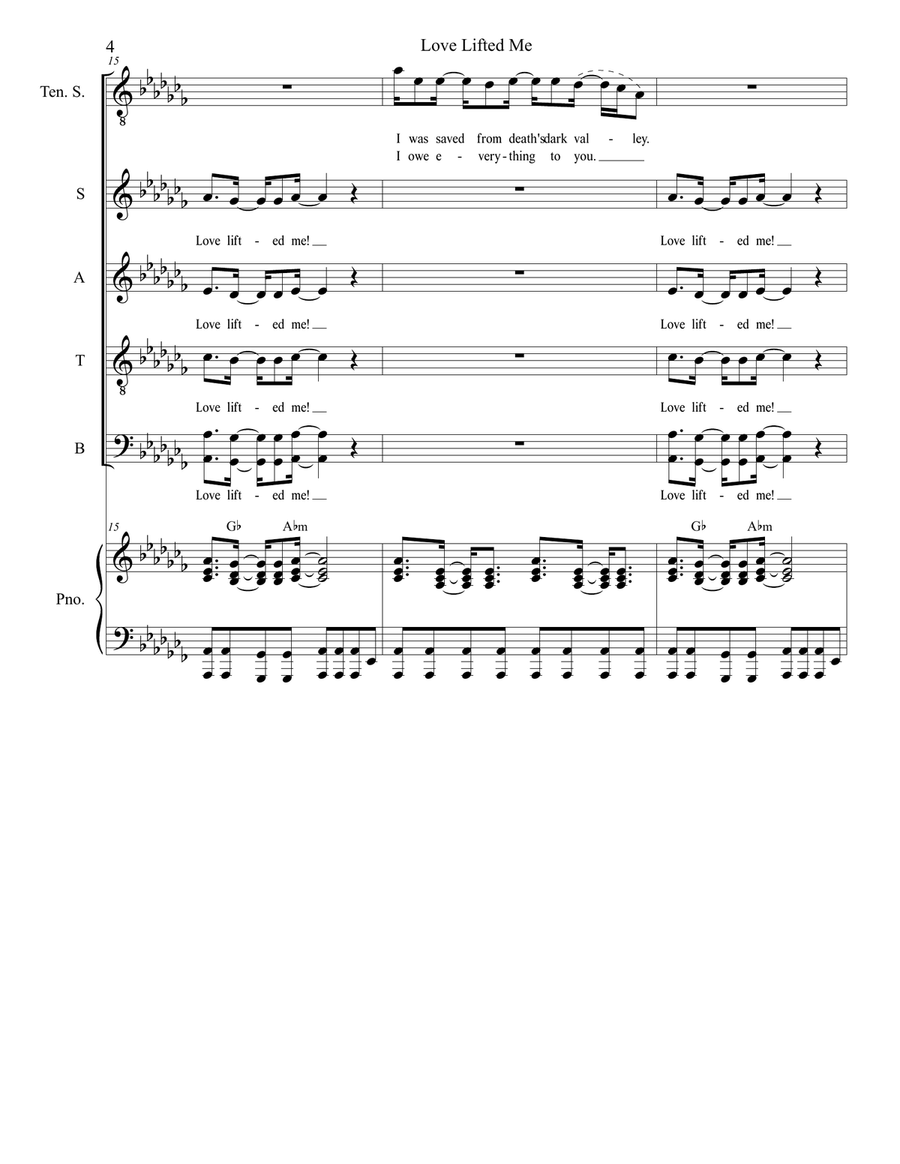 Love Lifted Me 4-Part scores gallery preview page 4