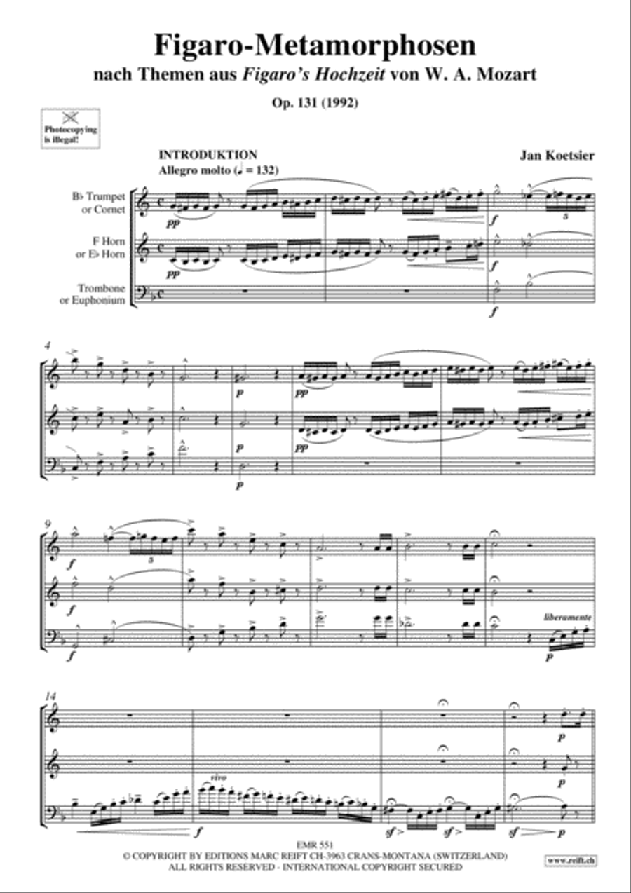 Figaro-Metamorphosen Brass Trio scores gallery preview page 3