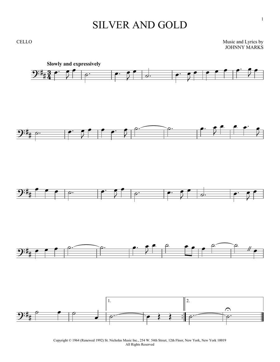 Silver And Gold Cello Solo scores gallery preview page 1