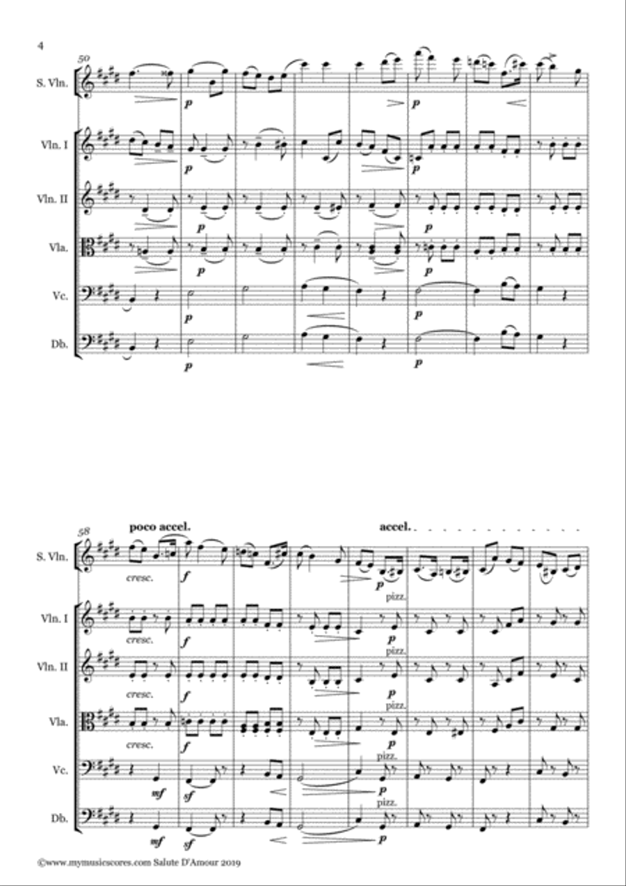 Elgar Salut d'amour for Violin and String Orchestra String Orchestra scores gallery preview page 5