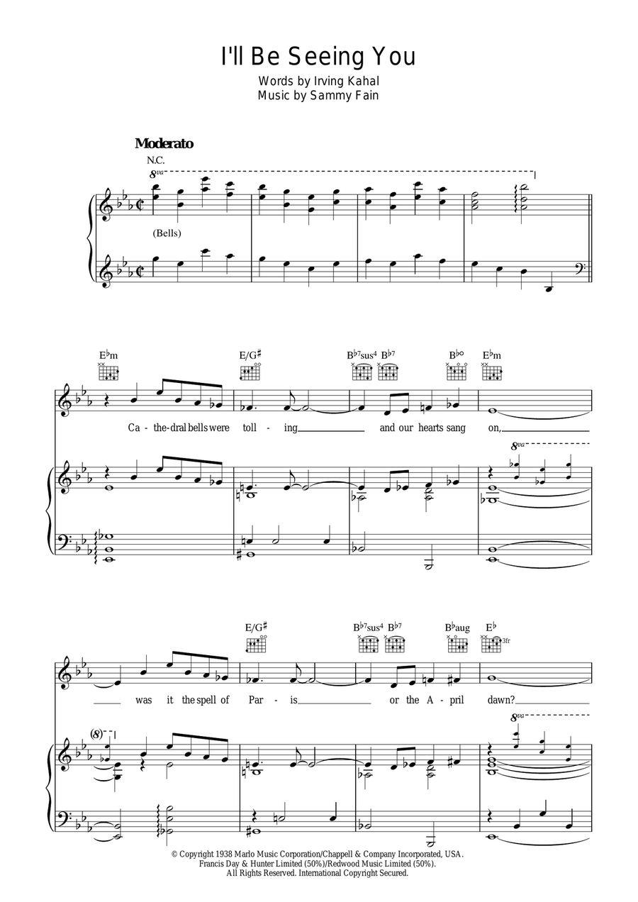I'll Be Seeing You Piano, Vocal, Guitar scores gallery preview page 1