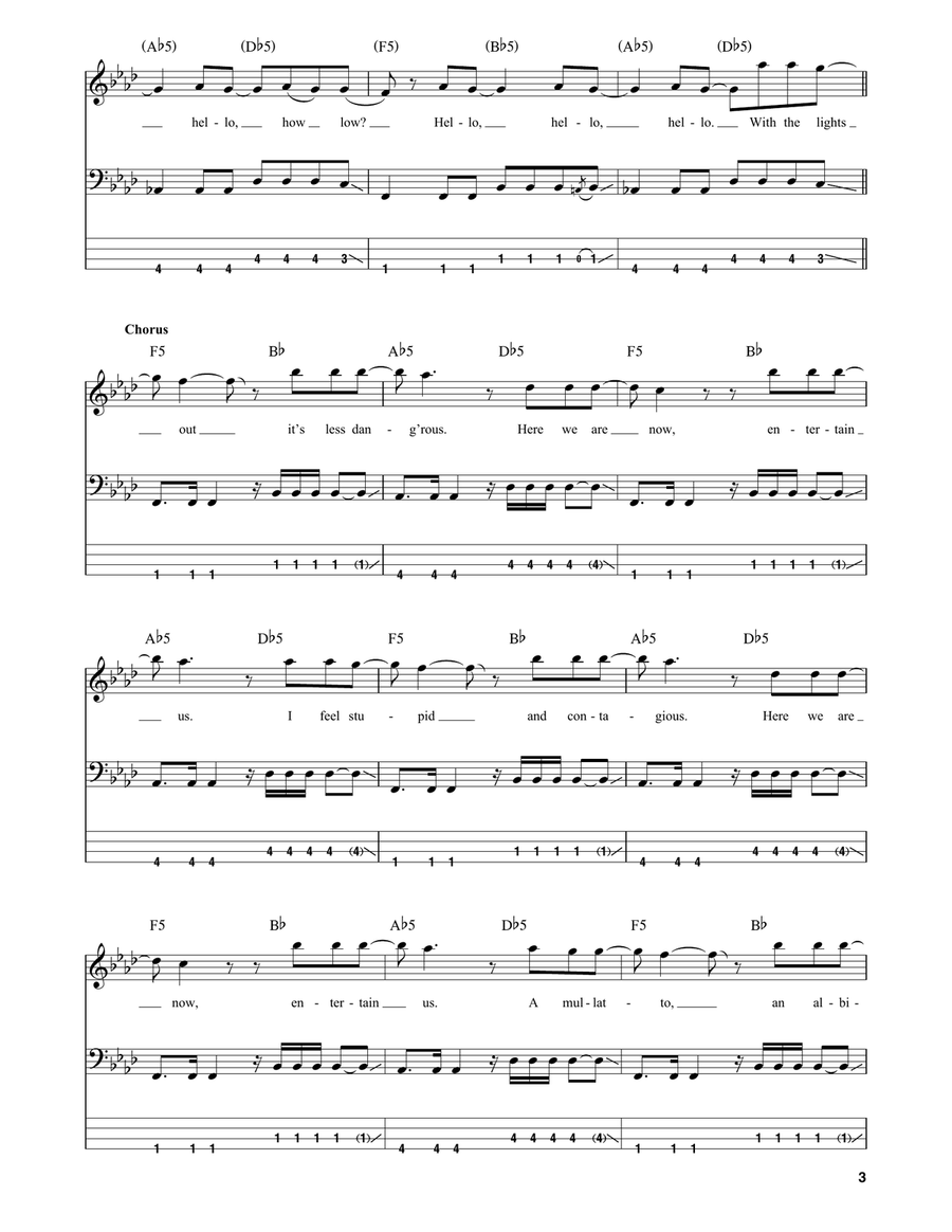 Smells Like Teen Spirit Bass Guitar Tablature scores gallery preview page 3