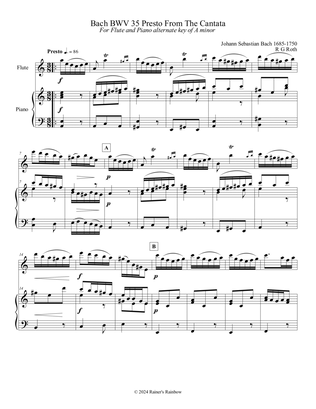 Book cover for Bach BWV 35 Presto from the Cantata in A Minor Flute and Piano
