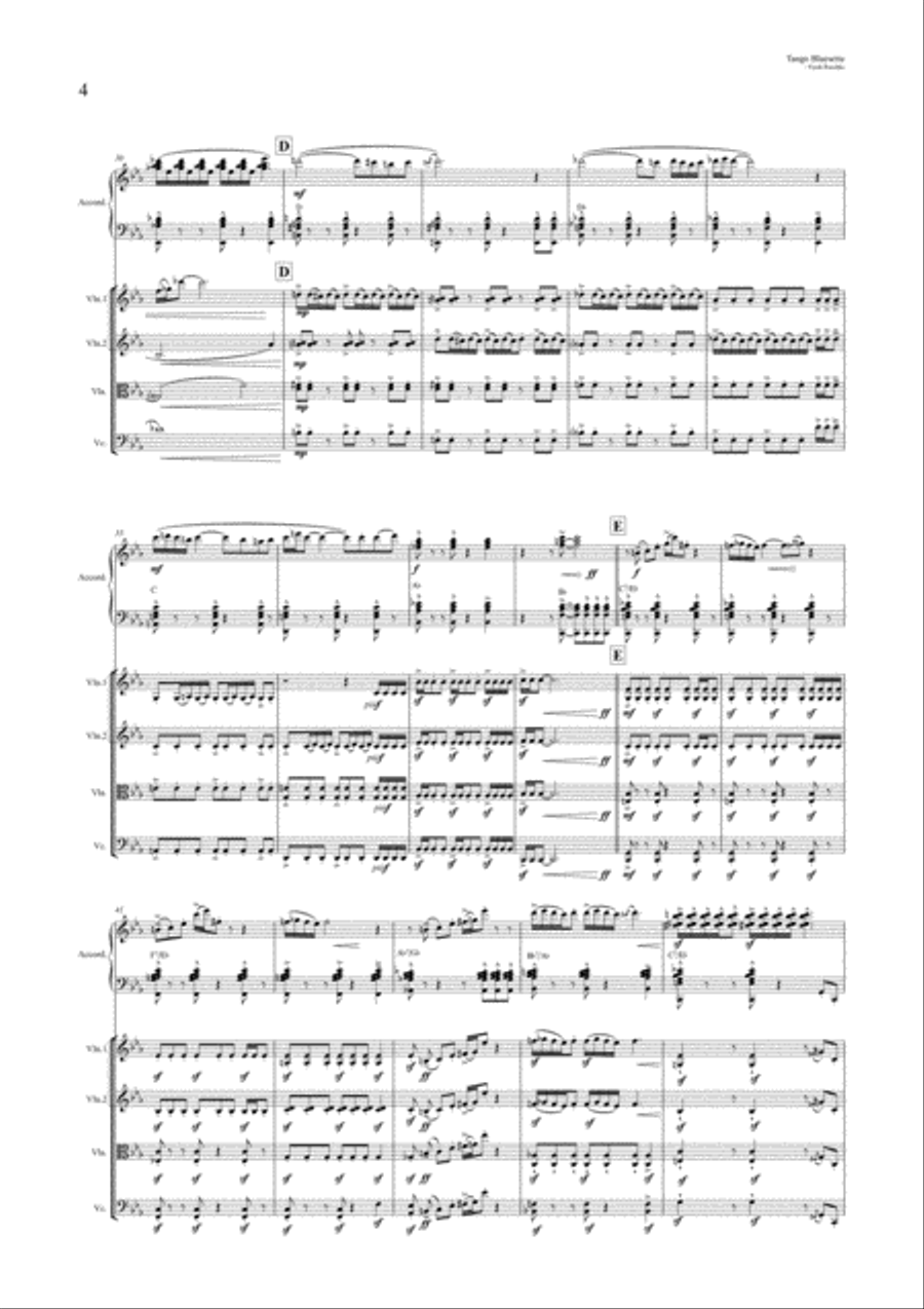 Tango Bluesette - for Accordion & String Quartet String Quartet scores gallery preview page 4