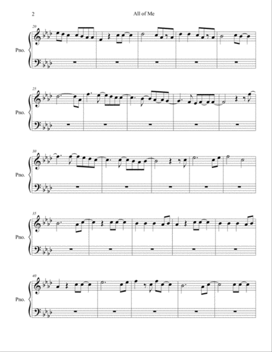 All Of Me Easy Piano scores gallery preview page 2