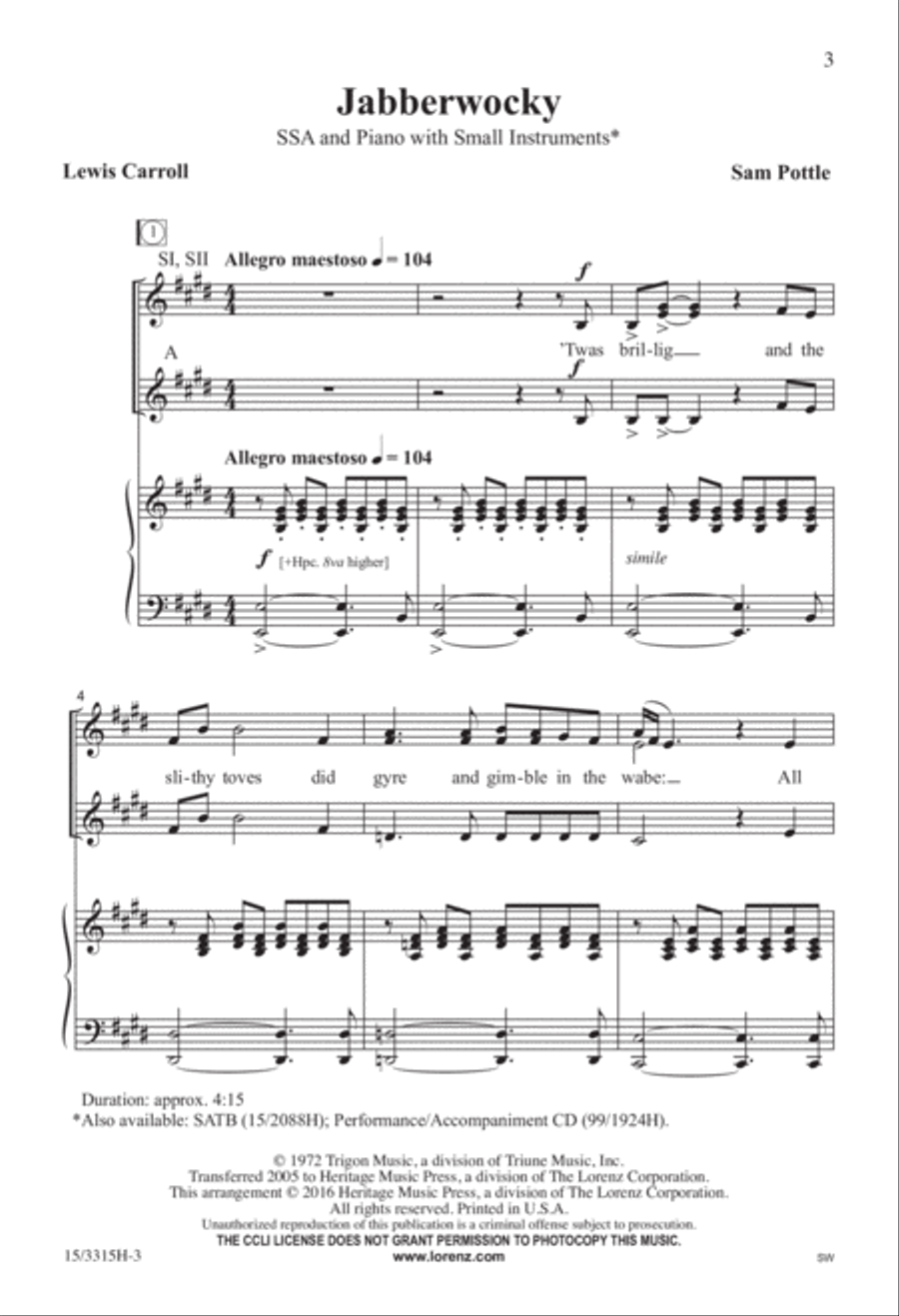 Jabberwocky SSA scores gallery preview page 3