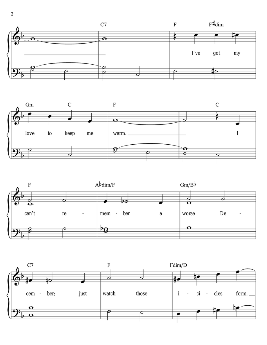 I've Got My Love To Keep Me Warm Easy Piano scores gallery preview page 2