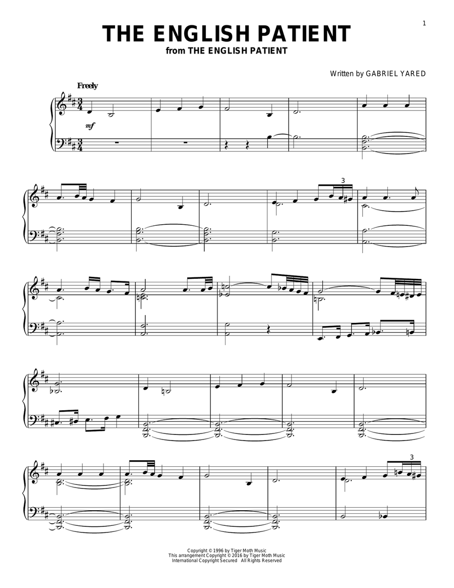 The English Patient The English Patient Piano Solo scores gallery preview page 1