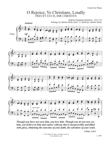 O Rejoice, Ye Christians. Loudly (Carols for Piano) image number null