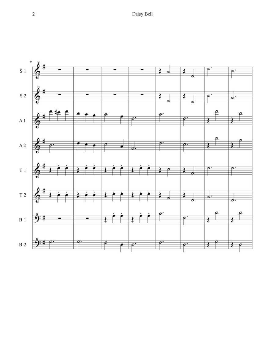 Daisy Bell for Recorder Octet Recorder scores gallery preview page 4