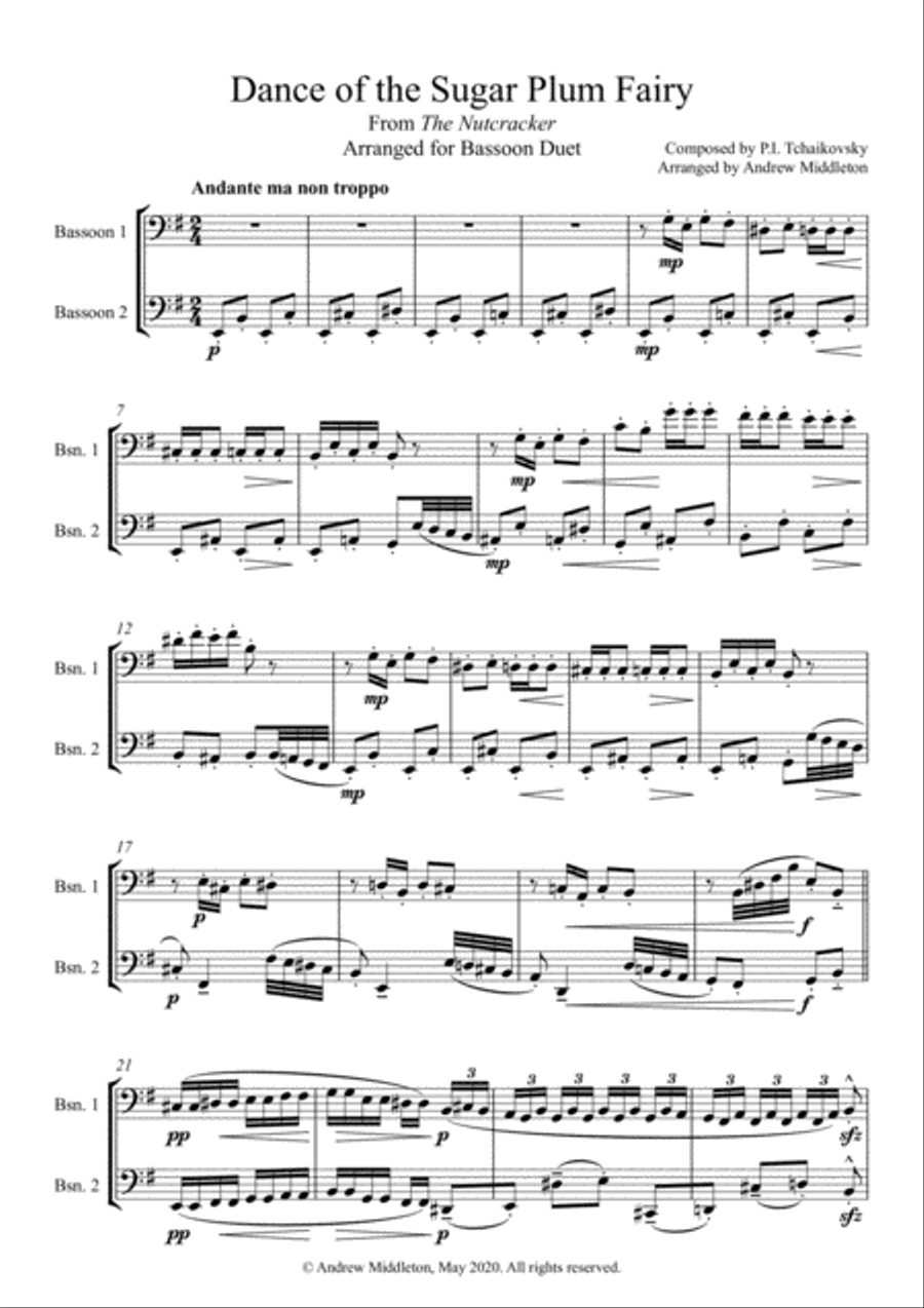 Dance of the Sugar Plum Fairy arranged for Bassoon Duet Woodwind Duet scores gallery preview page 3