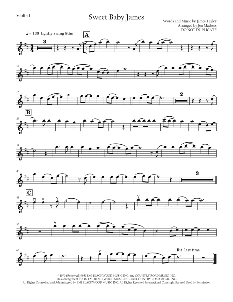 Sweet Baby James String Quartet scores gallery preview page 1