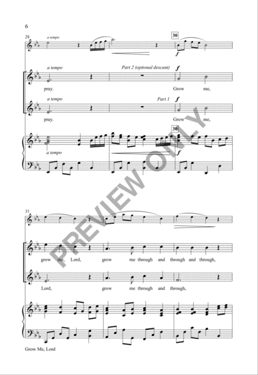 Grow Me, Lord Unison Choir scores gallery preview page 5