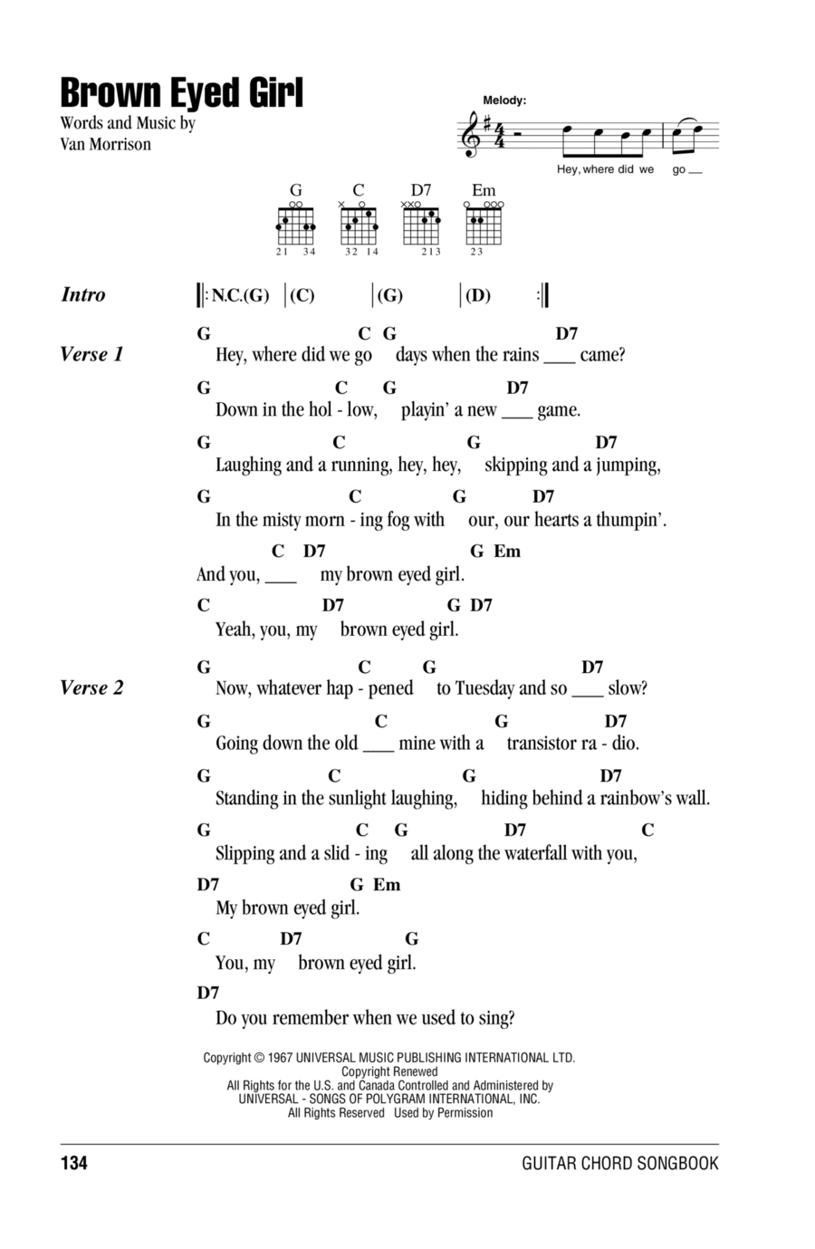 Brown Eyed Girl Acoustic Guitar scores gallery preview page 1