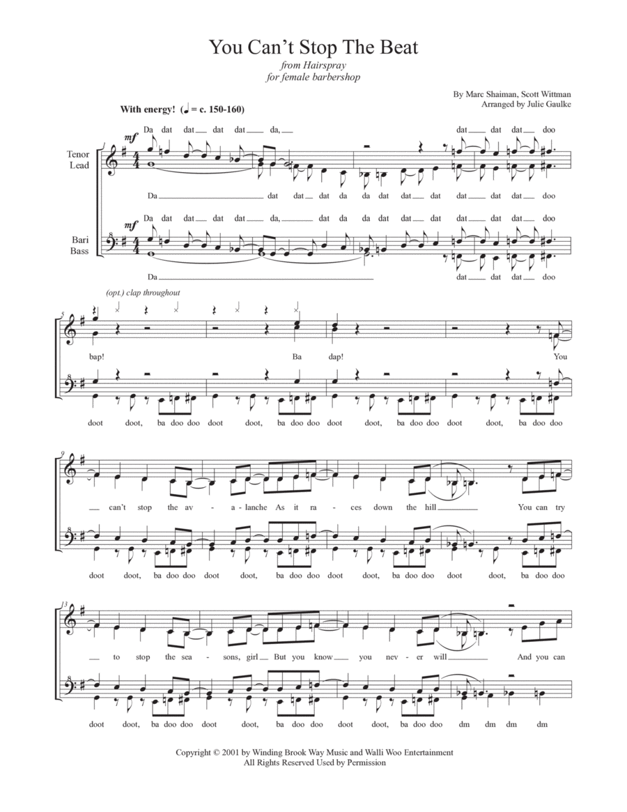 You Can't Stop The Beat You Can't Stop The Beat SSAA scores gallery preview page 1