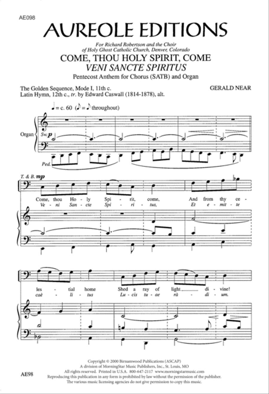 Come, Thou Holy Spirit, Come 4-Part scores gallery preview page 2