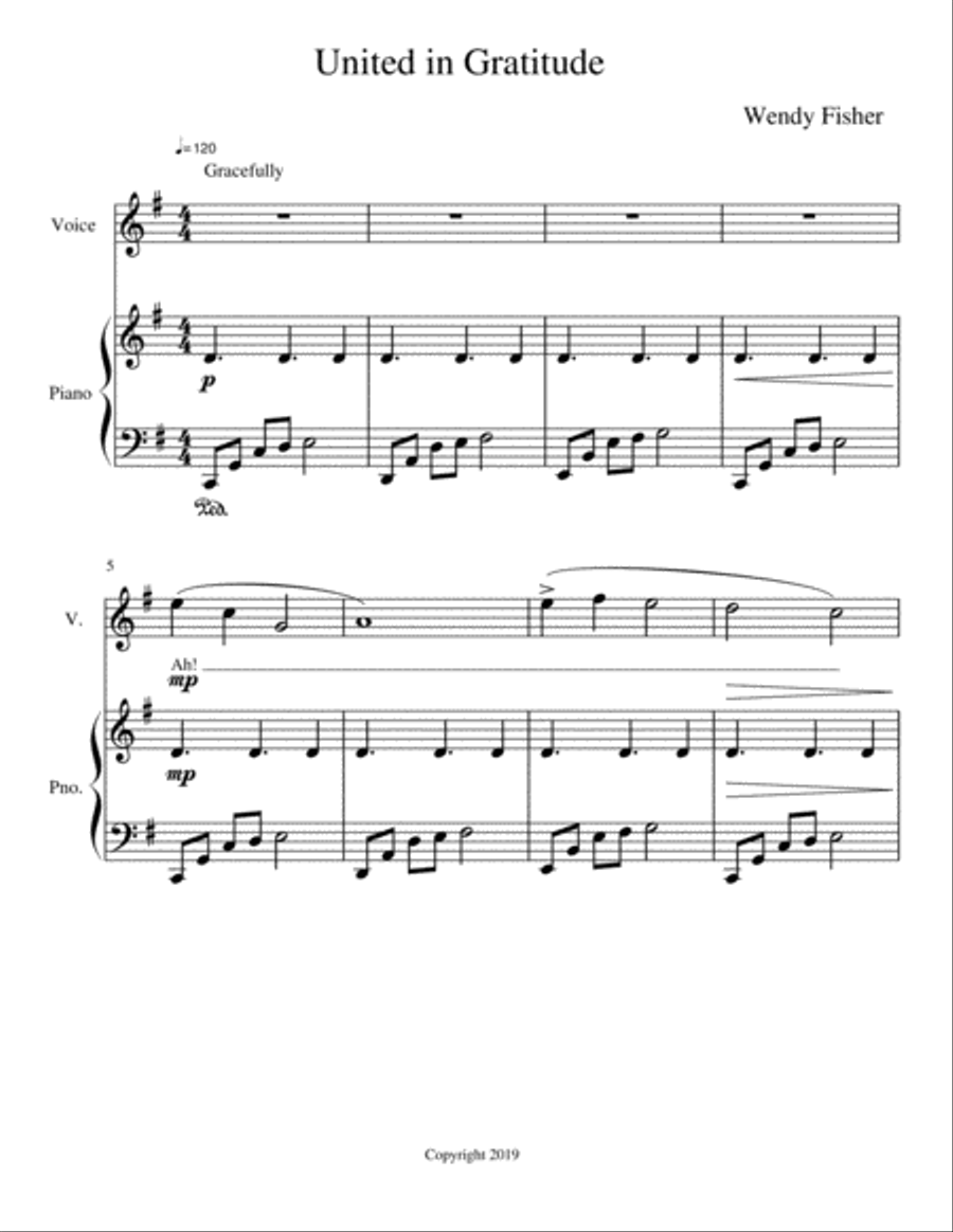 United in Gratitude United in Gratitude Unison Choir scores gallery preview page 1