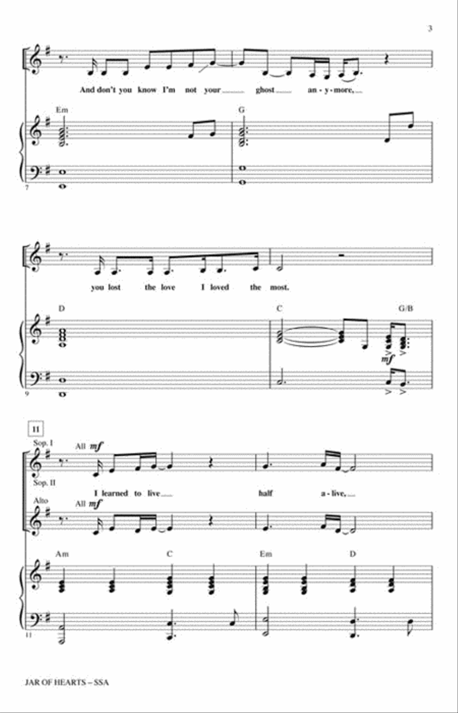 Jar of Hearts Jar of Hearts Choir scores gallery preview page 3