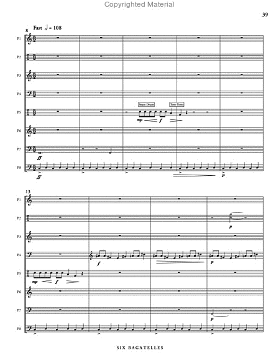 Six Bagatelles (score & parts) Percussion Ensemble scores gallery preview page 14