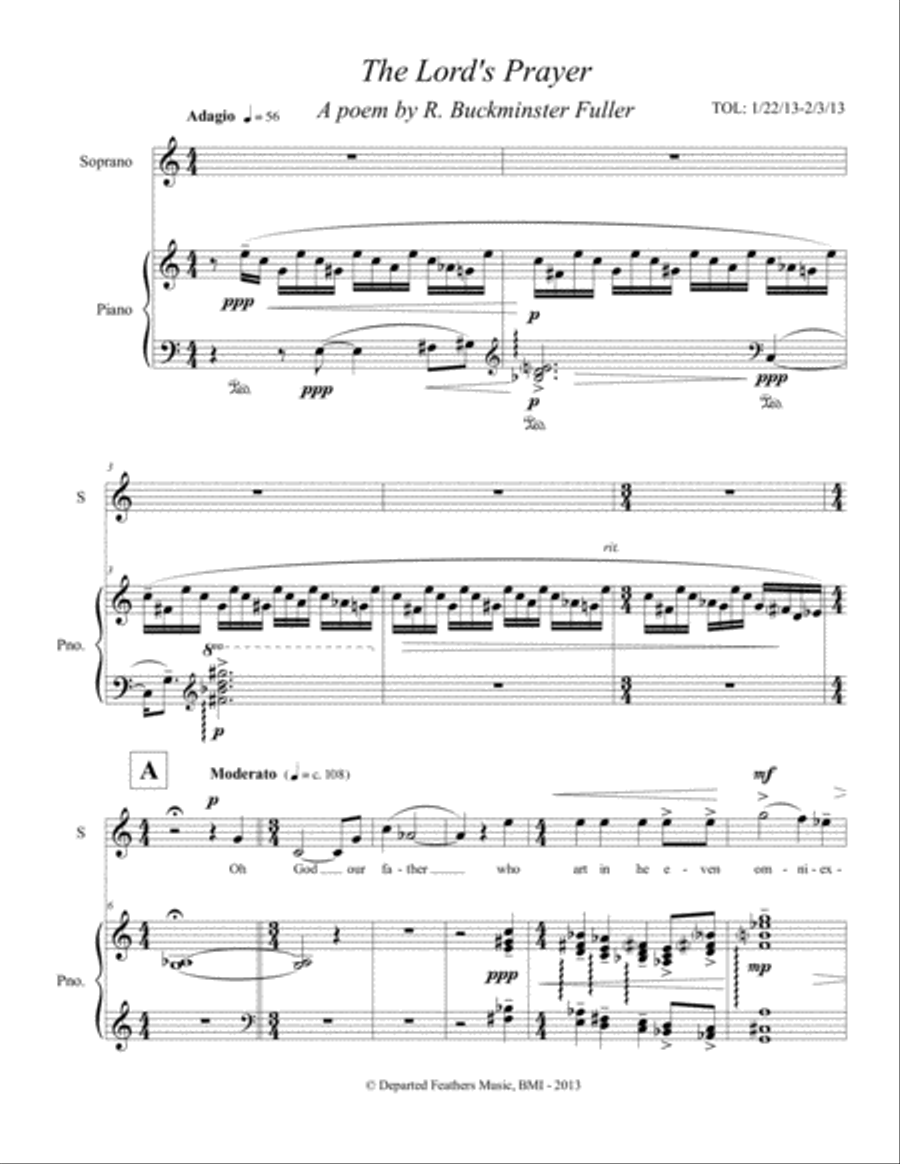 The Lord's Prayer ... A Poem by R. Buckminster Fuller (2013) for soprano and piano Voice Solo scores gallery preview page 3