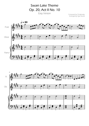 Swan Lake (theme) - Tchaikovsky - Flute and Oboe Duet w/ Piano Accompaniment
