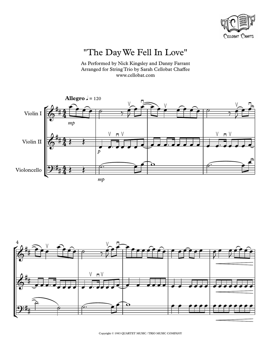 The Day We Fell In Love String Trio scores gallery preview page 1