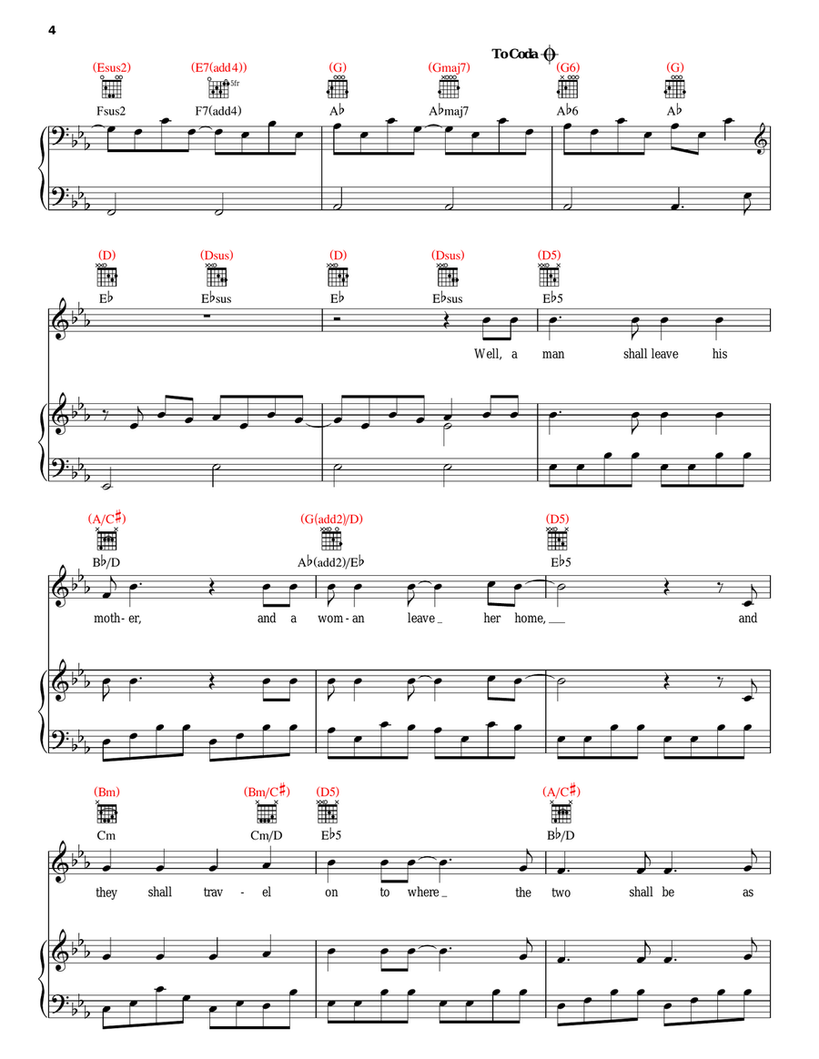 Wedding Song (There Is Love) Piano, Vocal, Guitar scores gallery preview page 4