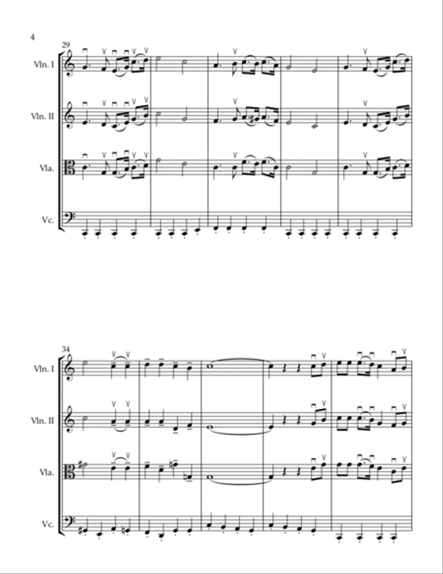 Patriotic Mashup Battle Hymn of the Republic / Battle Cry of Freedom String Quartet scores gallery preview page 4