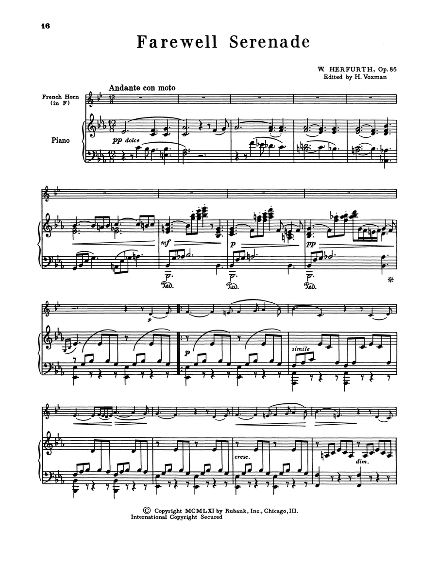 Farewell Serenade School and Community - Digital Sheet Music