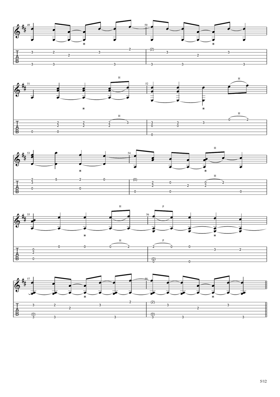 Fire And Rain Guitar Tablature scores gallery preview page 5