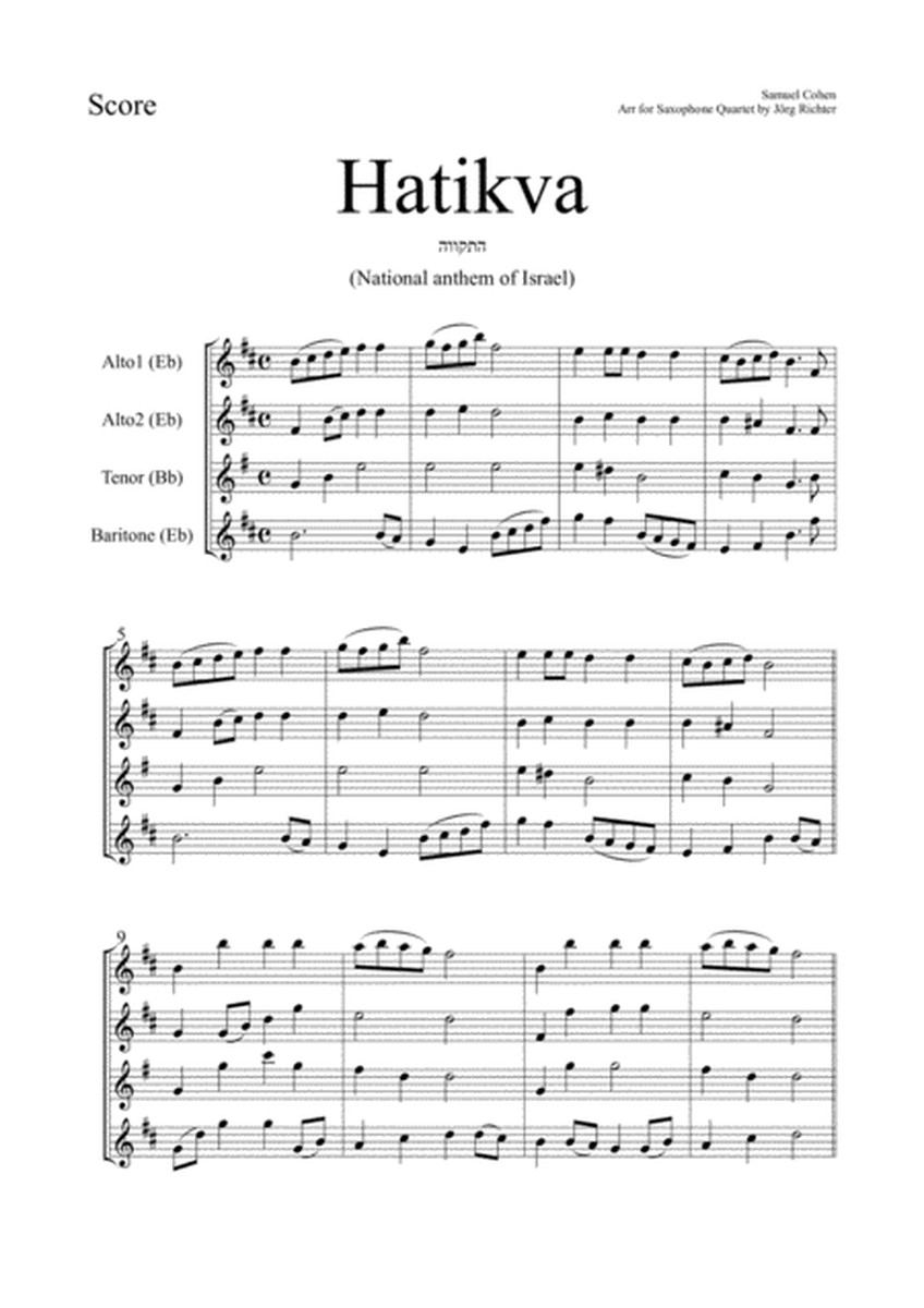 Hatikva (Nationalhymne Israels) für Saxophon Quartett image number null