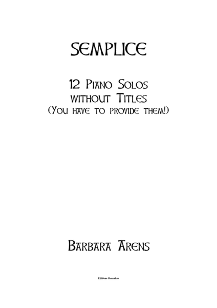 Semplice: 12 Piano Solos Without Titles image number null