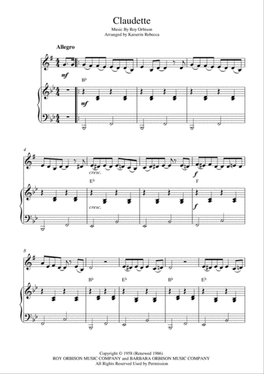 Claudette Alto Saxophone scores gallery preview page 1