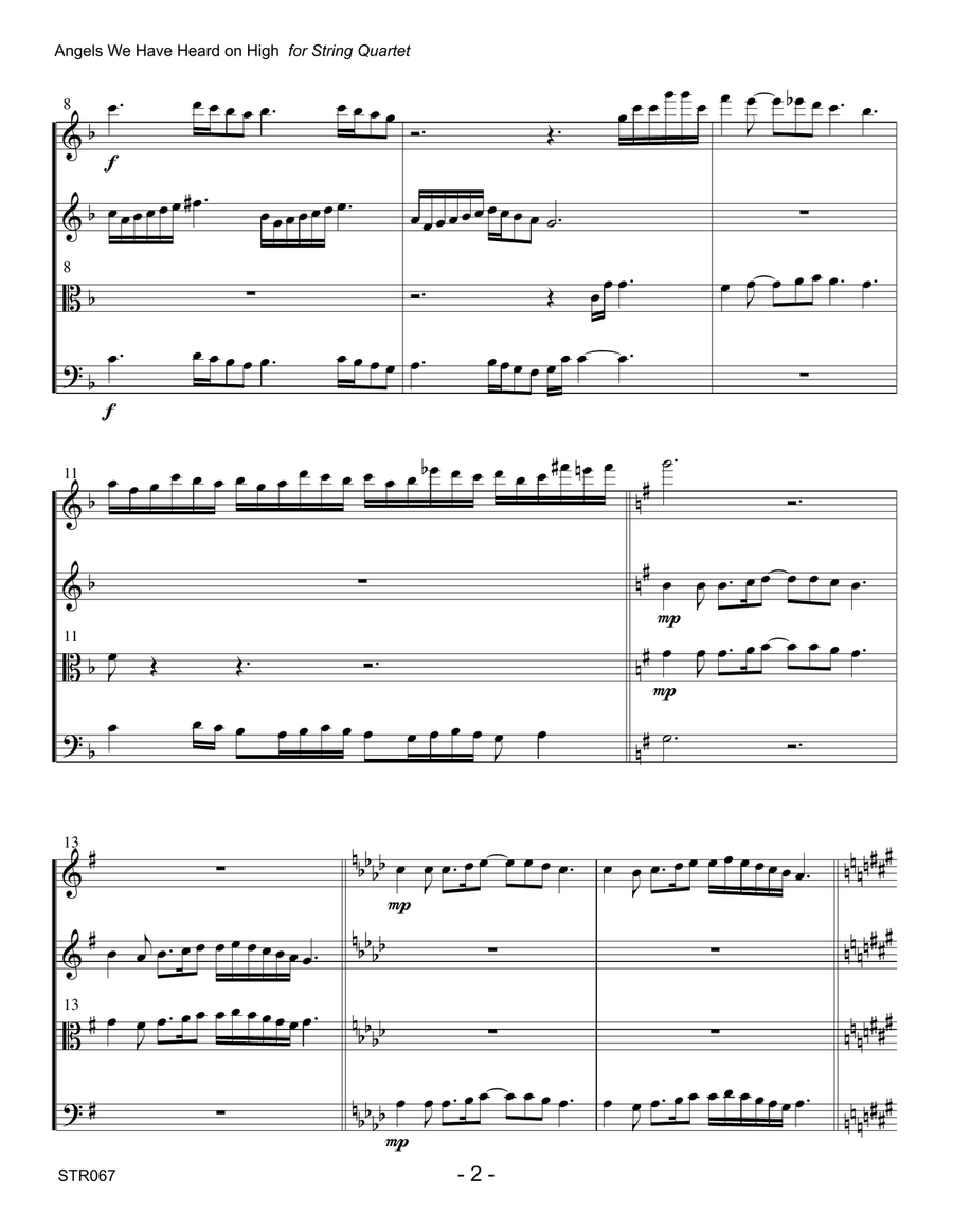 ANGELS WE HAVE HEARD ON HIGH - STRING QUARTET (unaccompanied) A Cappella scores gallery preview page 2