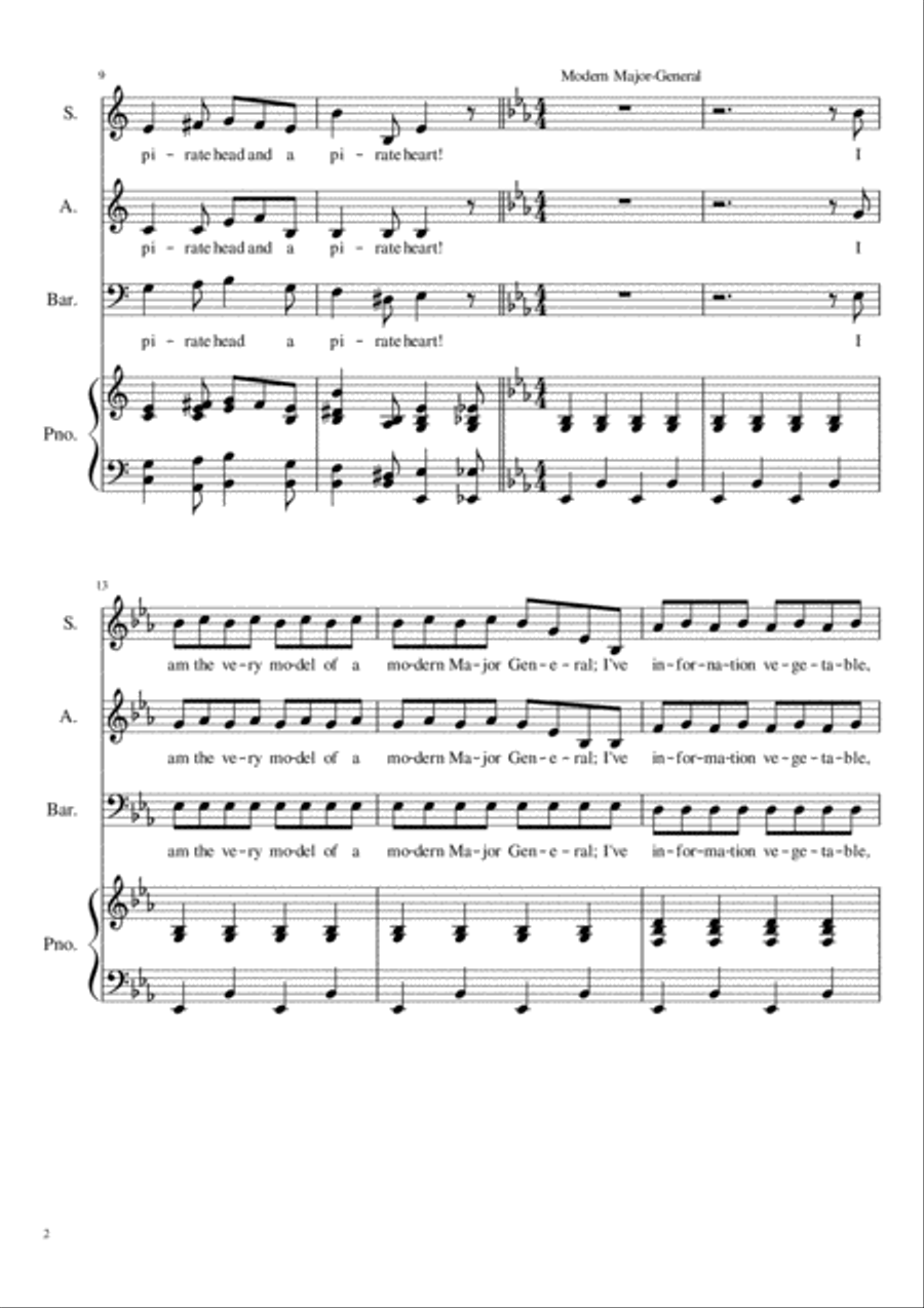 Gilbert and Sullivan Medley 3-Part scores gallery preview page 2
