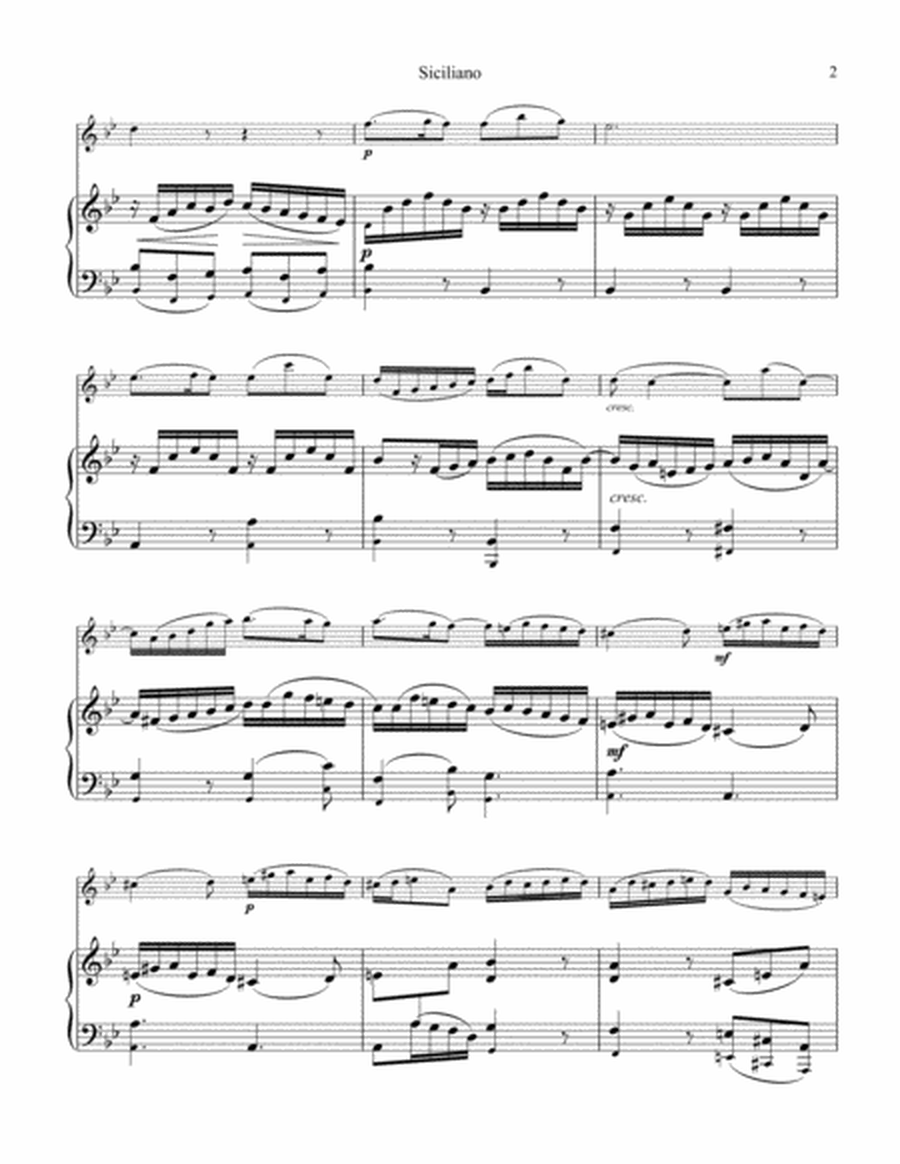 Siciliano BWV 1031 (G Minor) for violin or flute and easy piano image number null