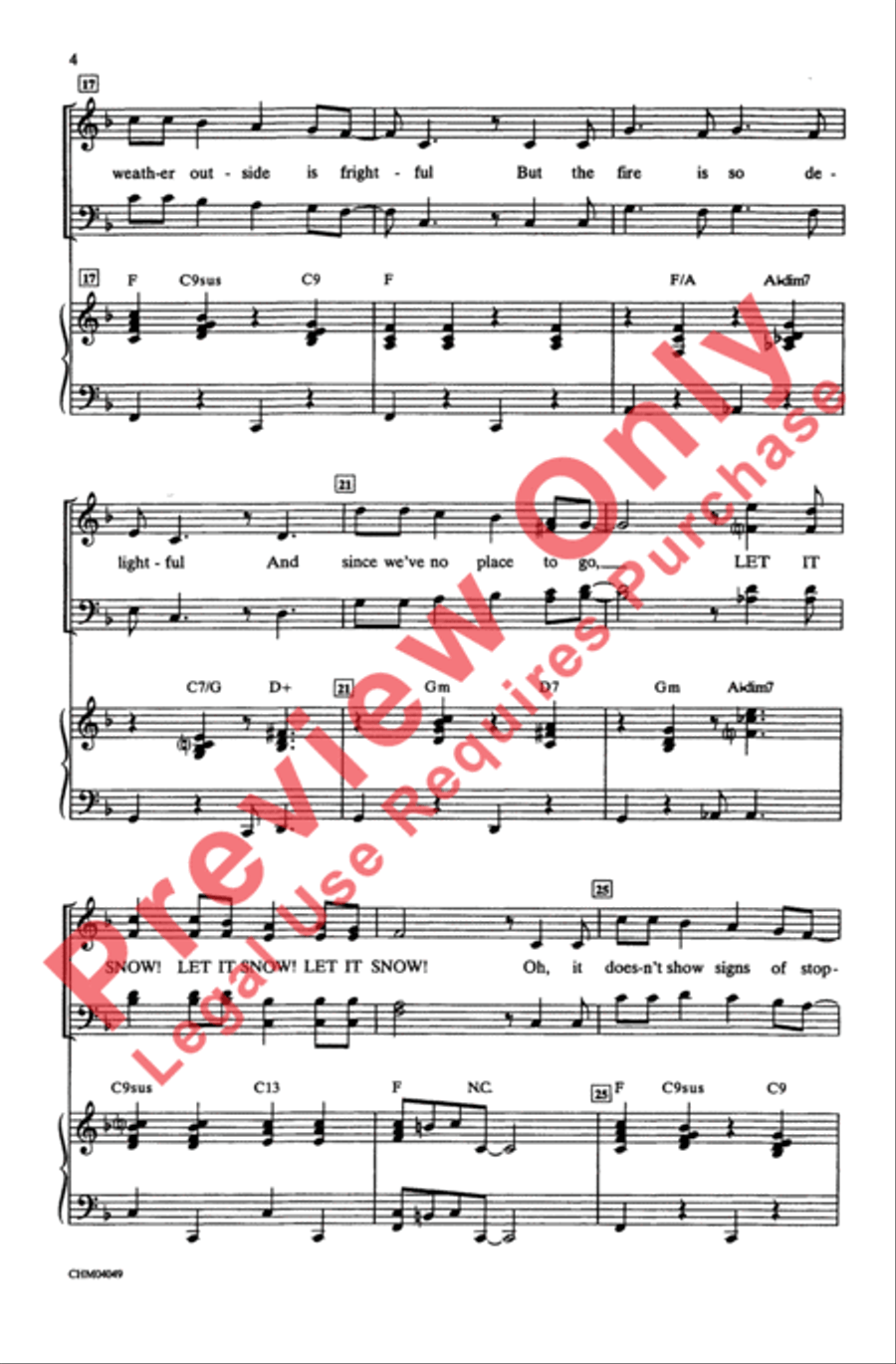 Let It Snow / Winter Wonderland 4-Part scores gallery preview page 4