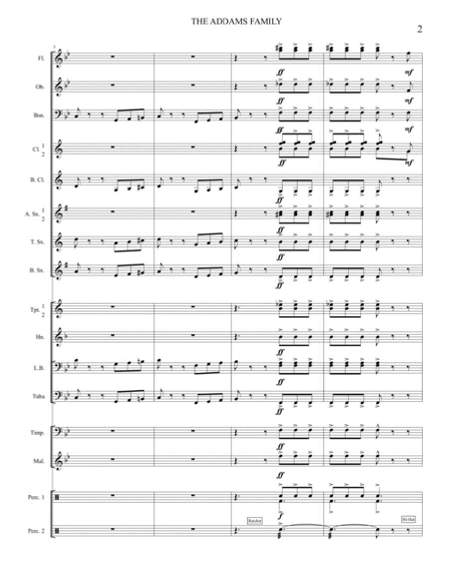 Addams Family Theme Concert Band scores gallery preview page 5