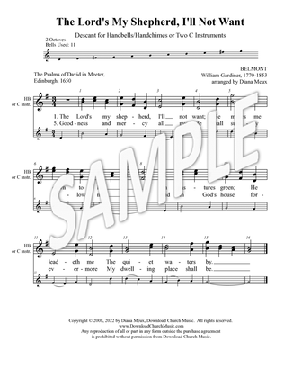 The Lord's My Shepherd, I'll Not Want - Descant for 2 octave Handbells or 2 C instruments