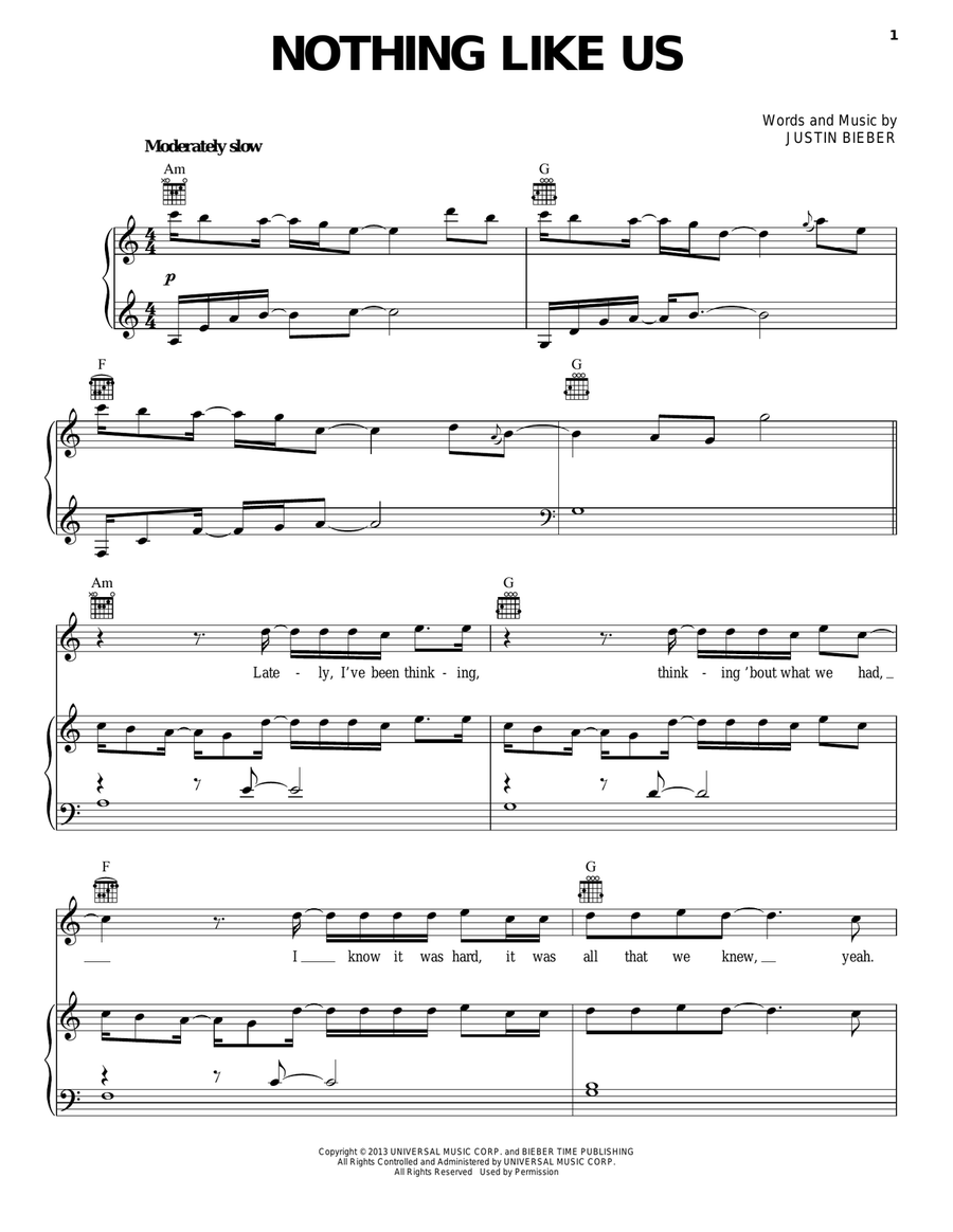 Nothing Like Us Nothing Like Us Piano, Vocal, Guitar scores gallery preview page 1