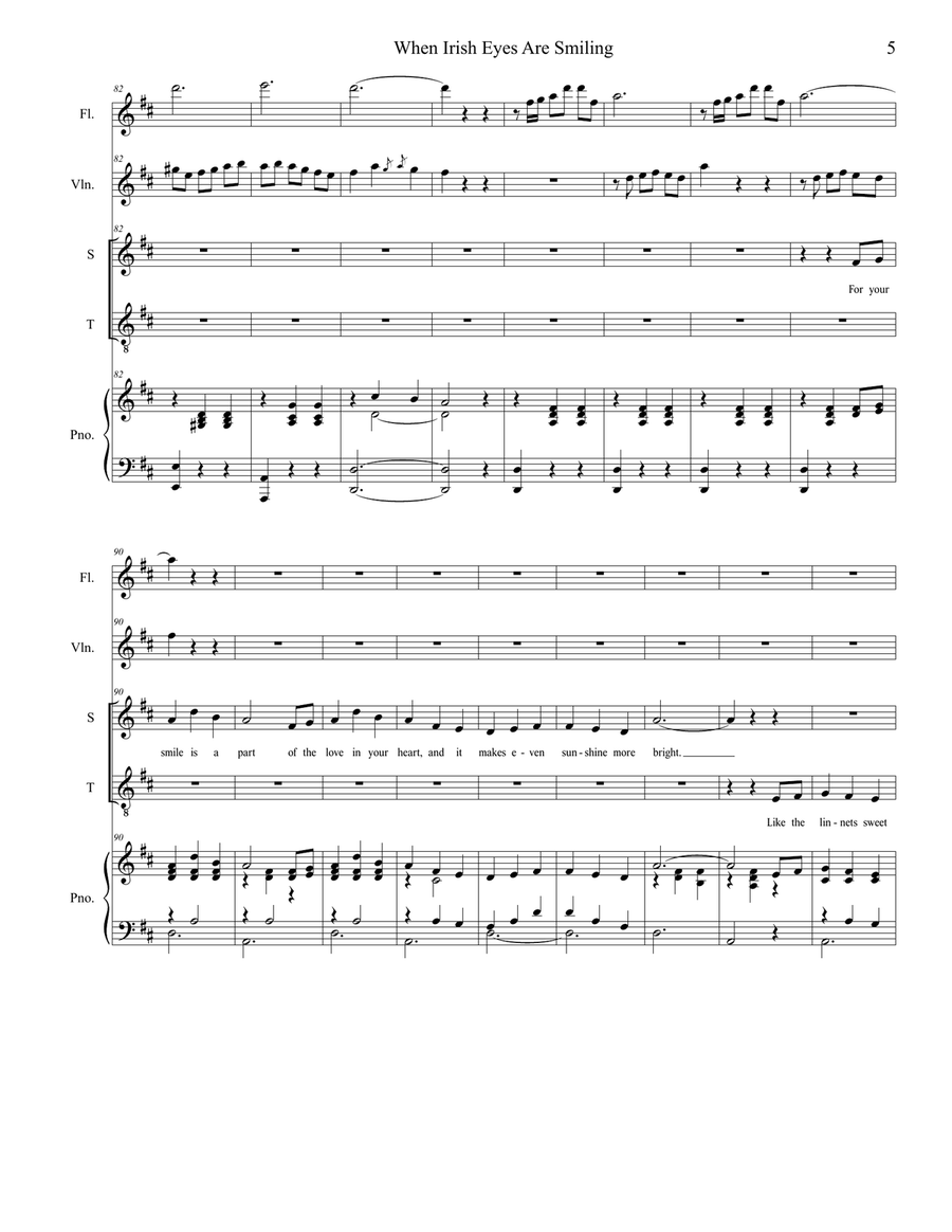 When Irish Eyes Are Smiling (for 2-part choir - (Soprano & Tenor) 2-Part scores gallery preview page 5