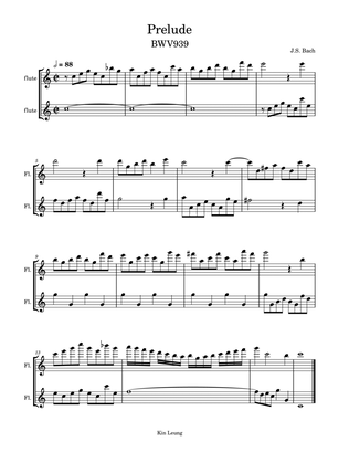 Prelude BWV 939 for flute duet