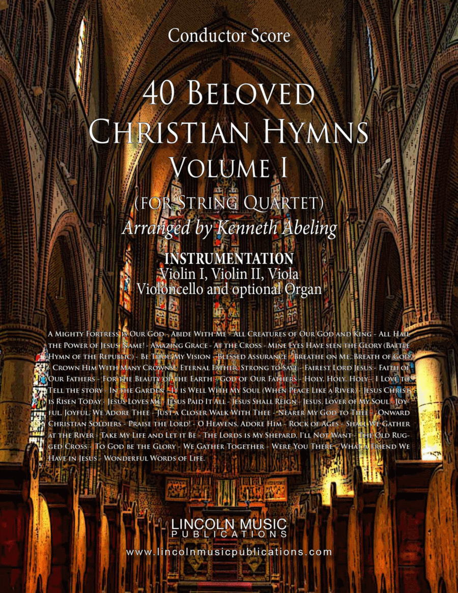 40 Beloved Christian Hymns Volume I (for String Quartet and optional Organ) String Quartet scores gallery preview page 1