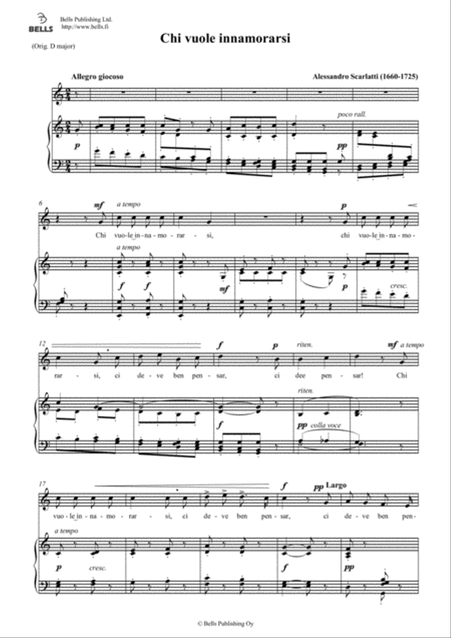 Chi vuole innamorarsi (2) (C Major) Voice Solo scores gallery preview page 1