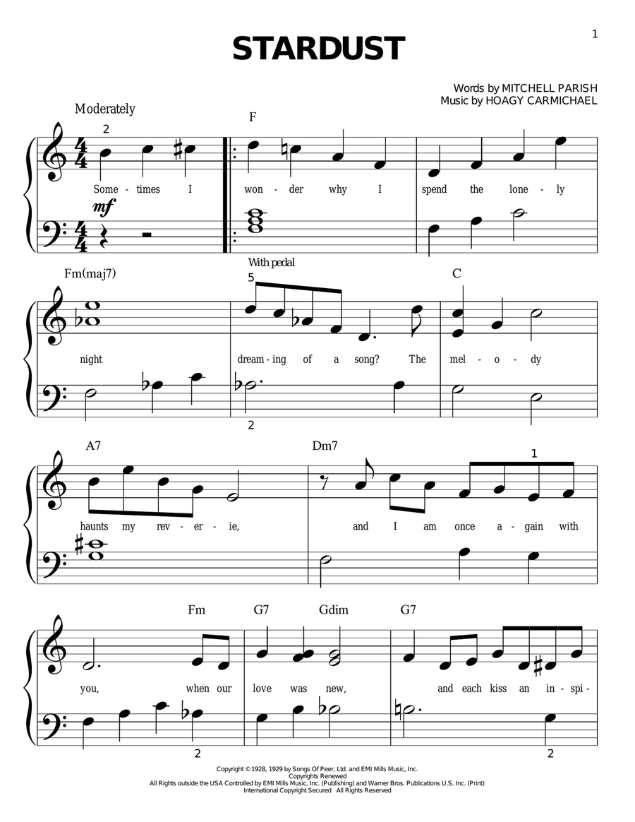 Stardust Easy Piano scores gallery preview page 1