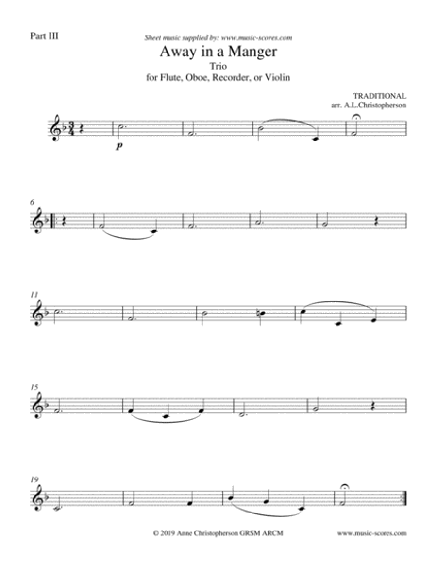 Away in a Manger - Trio for any instruments in Bb, Eb and C C Instrument scores gallery preview page 4