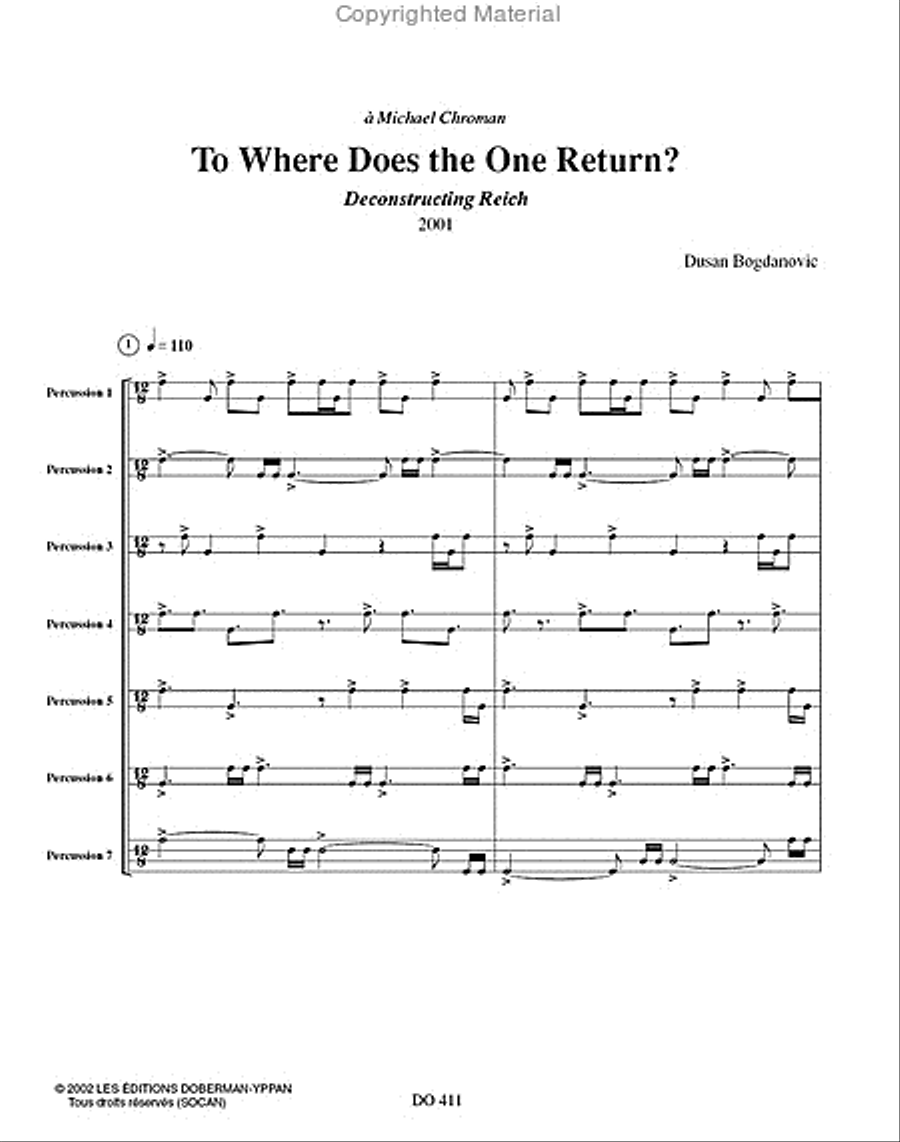 To Where Does the One Return? Percussion scores gallery preview page 2