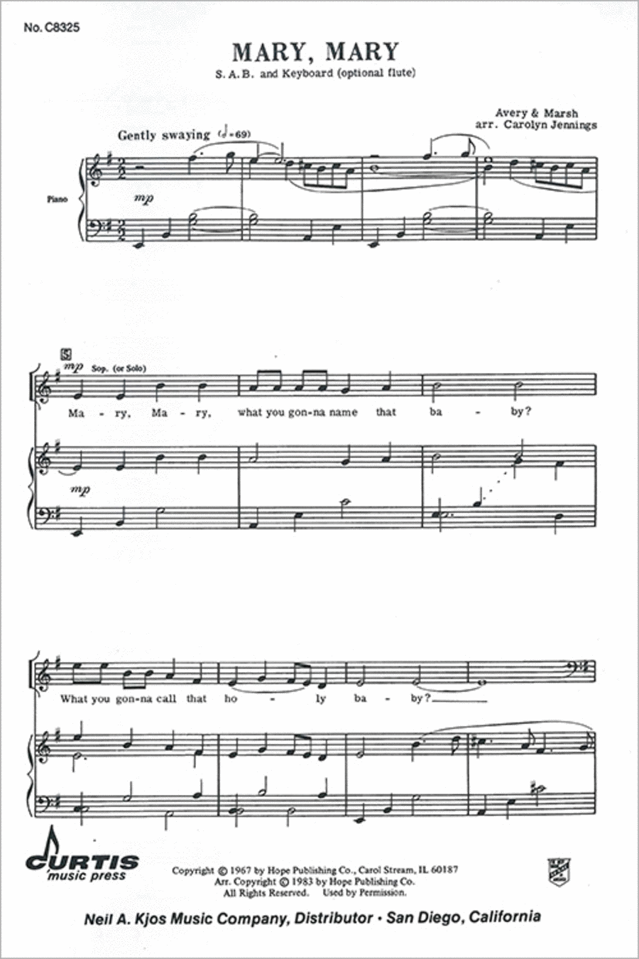 Mary, Mary Mary, Mary 3-Part scores gallery preview page 1