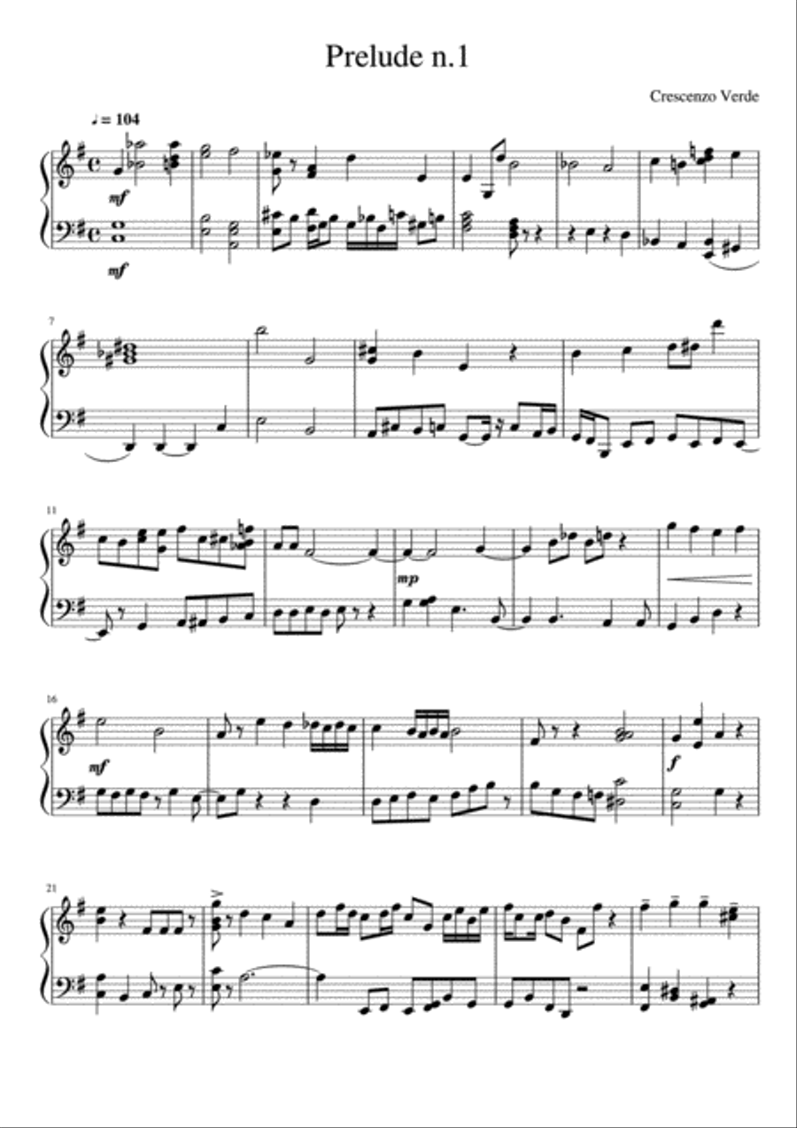 Prelude n.1 Piano Solo scores gallery preview page 1